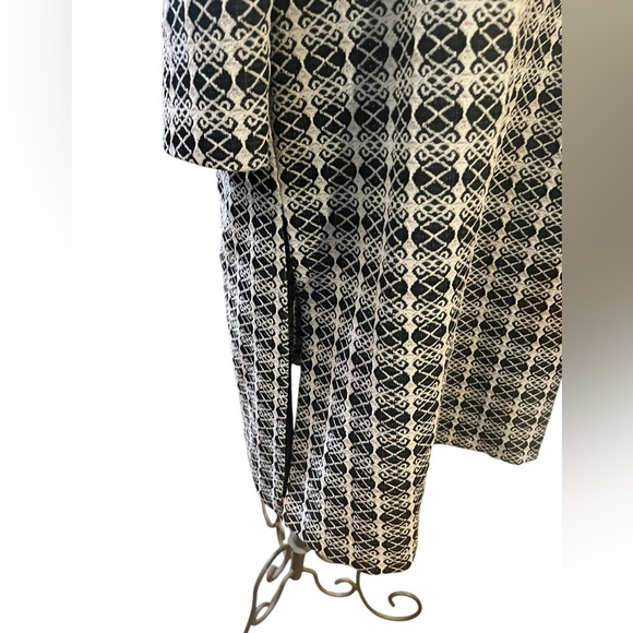 Vtg Tapestry Cream Black Retro Ladylike Geometric Regency Feminine Car Coat L - Picture 5 of 7